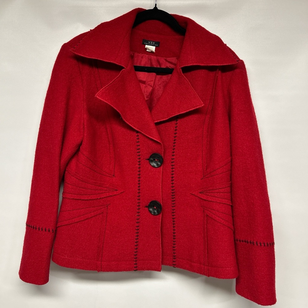 Women's Red Pea Coat by Notations